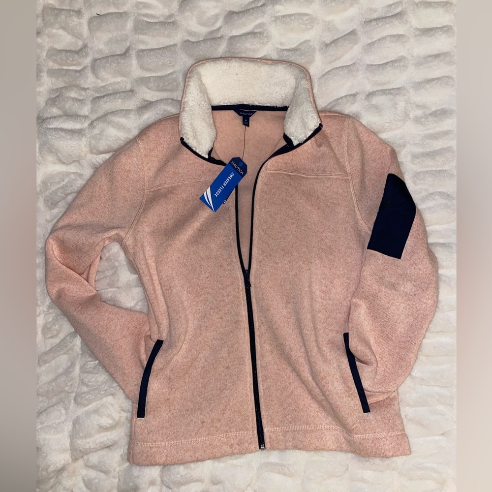 NWT | Nautica | Light Pink Sweater Fleece + Sherpa Lined Collar